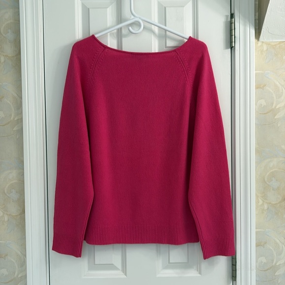 Ann Taylor Hot Pink Cashmere Sweater with Wide Neck and Raglan Long Sleeves. NWT - Picture 8 of 10